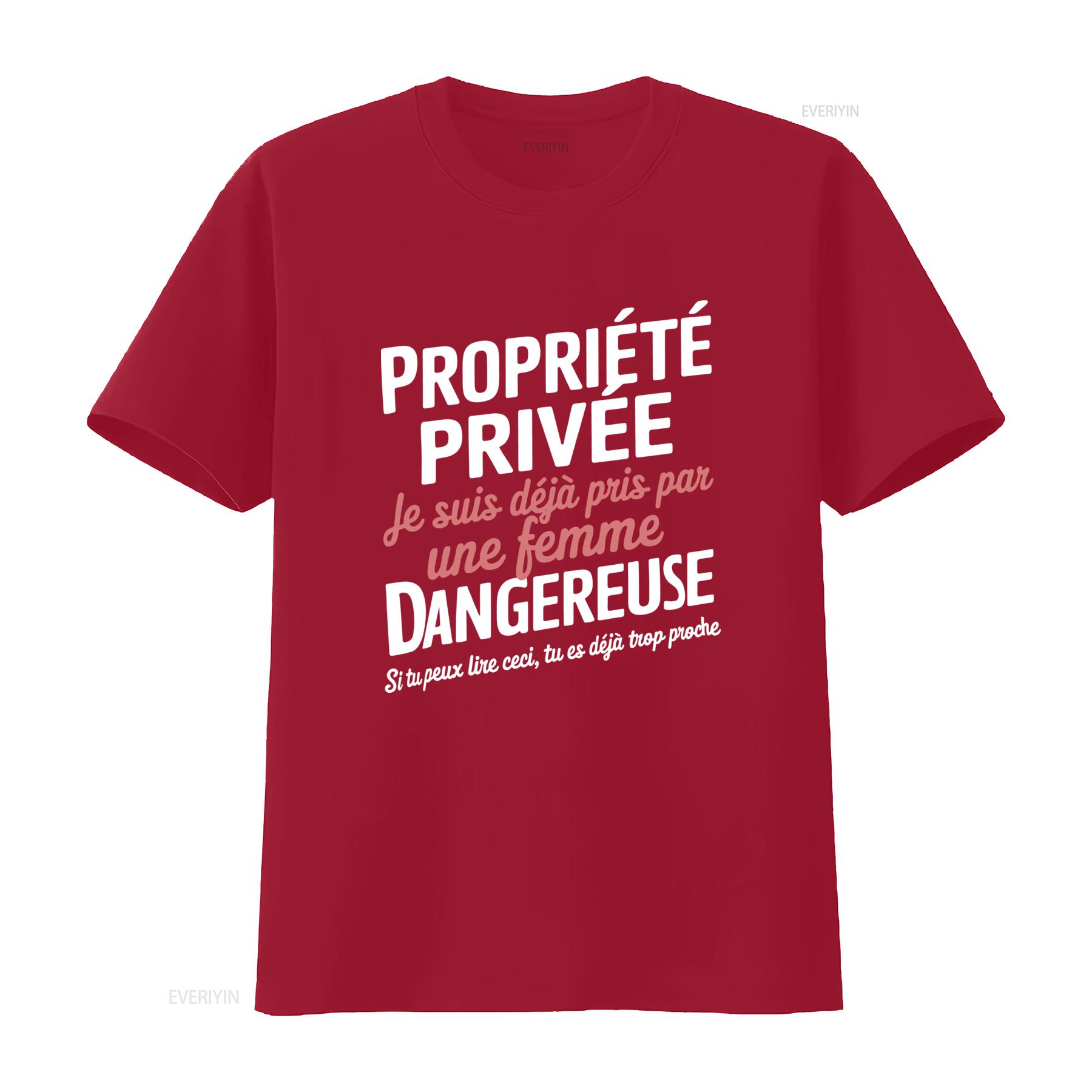 

Private Property Dangerous Woman T Shirt Valentines Day Couple Humor vintage Washed Versatile homme Casual Comfortable S
