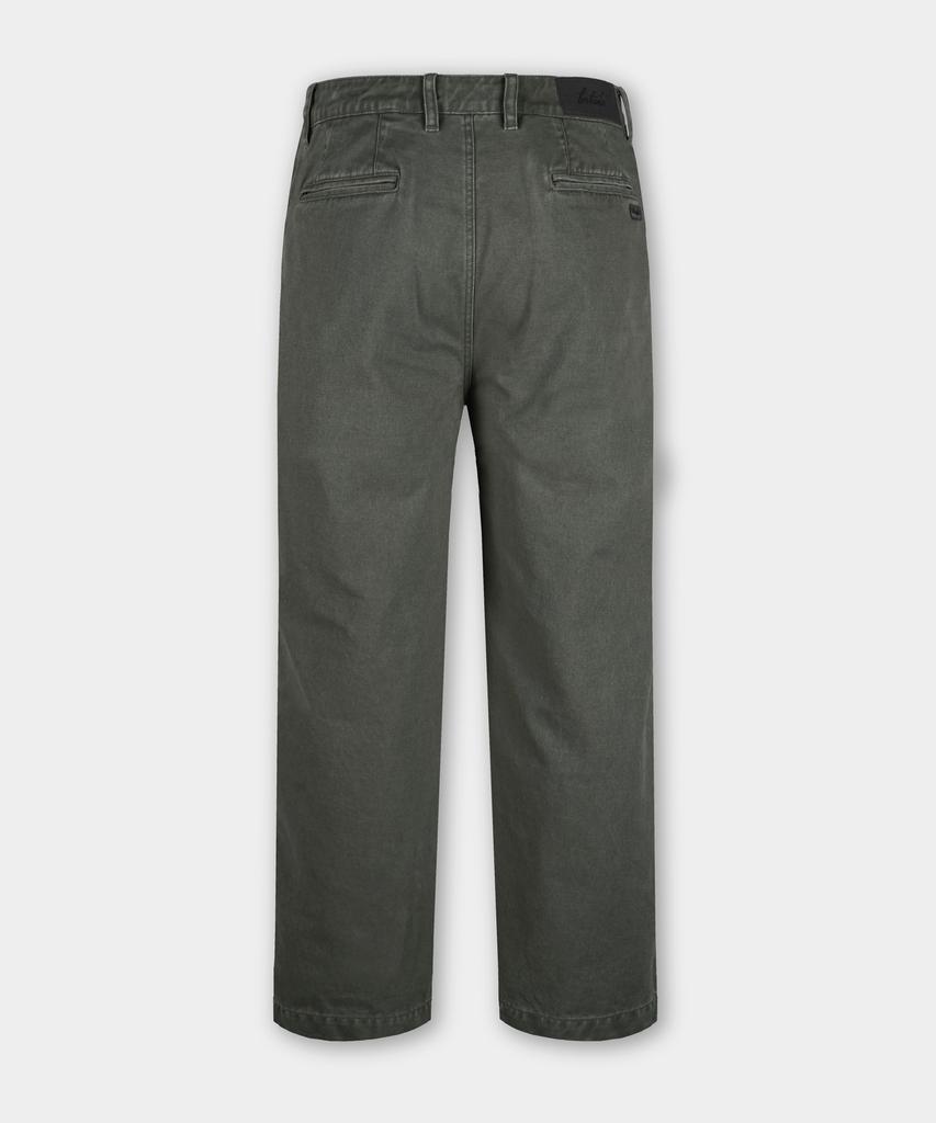 BIRBANTE Garment-Washed Twill Double-Pleat Chino Pants - Khaki