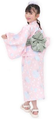 Bee Yukata Set for Easy To Separate Perfect for Festivals and Fireworks Dusky Pink with Chrysanthemum Design 3-Piece Girls, Summer, Wear, Style,