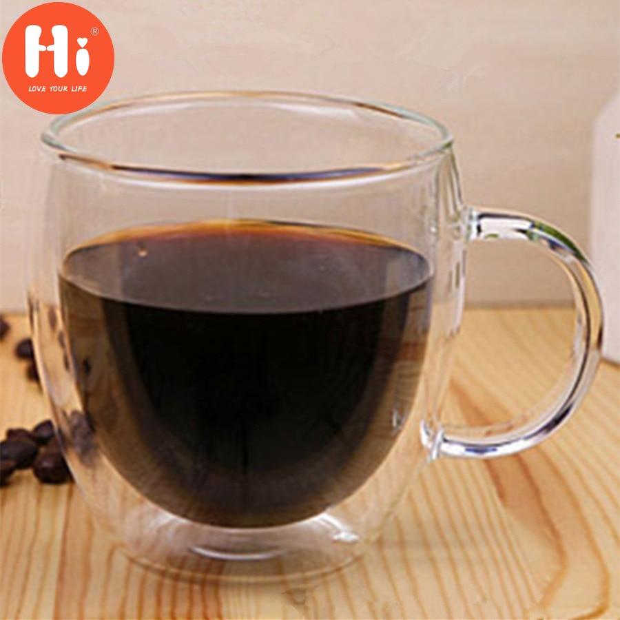 Hi Double Wall Glass Tea Cup Heat Resistant Coffee Milk Mug Transparent Water Drinking Cup