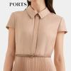 Ports Women's Shirt Collar Pleated Midi Dress