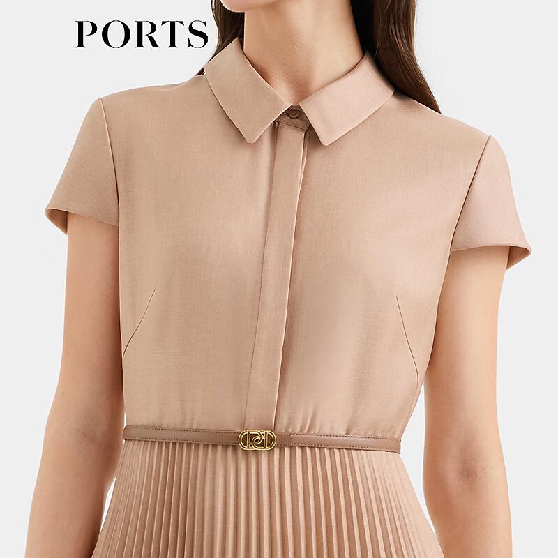 Ports Women's Shirt Collar Pleated Midi Dress