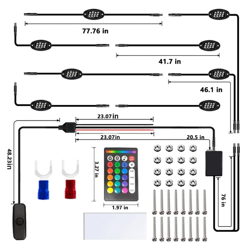 Universal LED Rock Lights 12 LEDs Underglow Lights for Truck Pickups Car ATV UTV SUV Remote Control Trail Rig Lamp