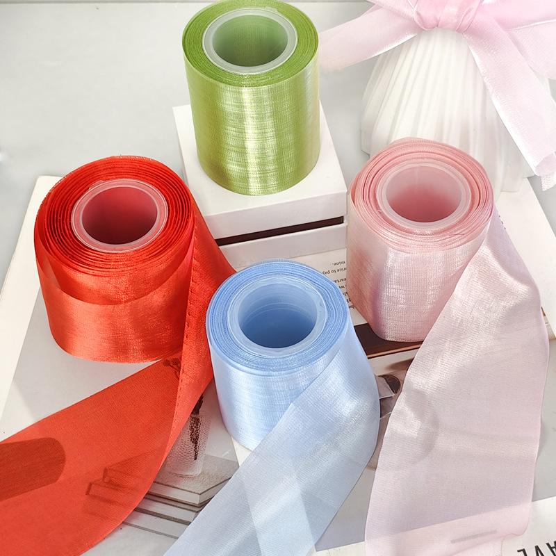 100% Polyester Pearlescent Ribbon Wide Shiny Silk DIY Hair Accessories Glitter Bow Hair Clip Fabric Ribbon 50yards/roll