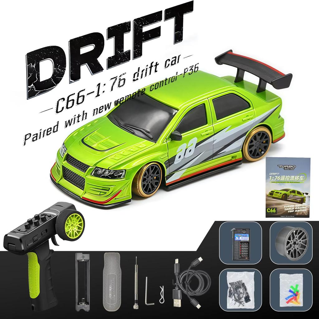 ABAJ1 Turbo Racing 1:76 C66 Drift RC Car With Gyro Radio Full Proportional Remote Control Toys RTR Desktop Toys For Kids and Adults