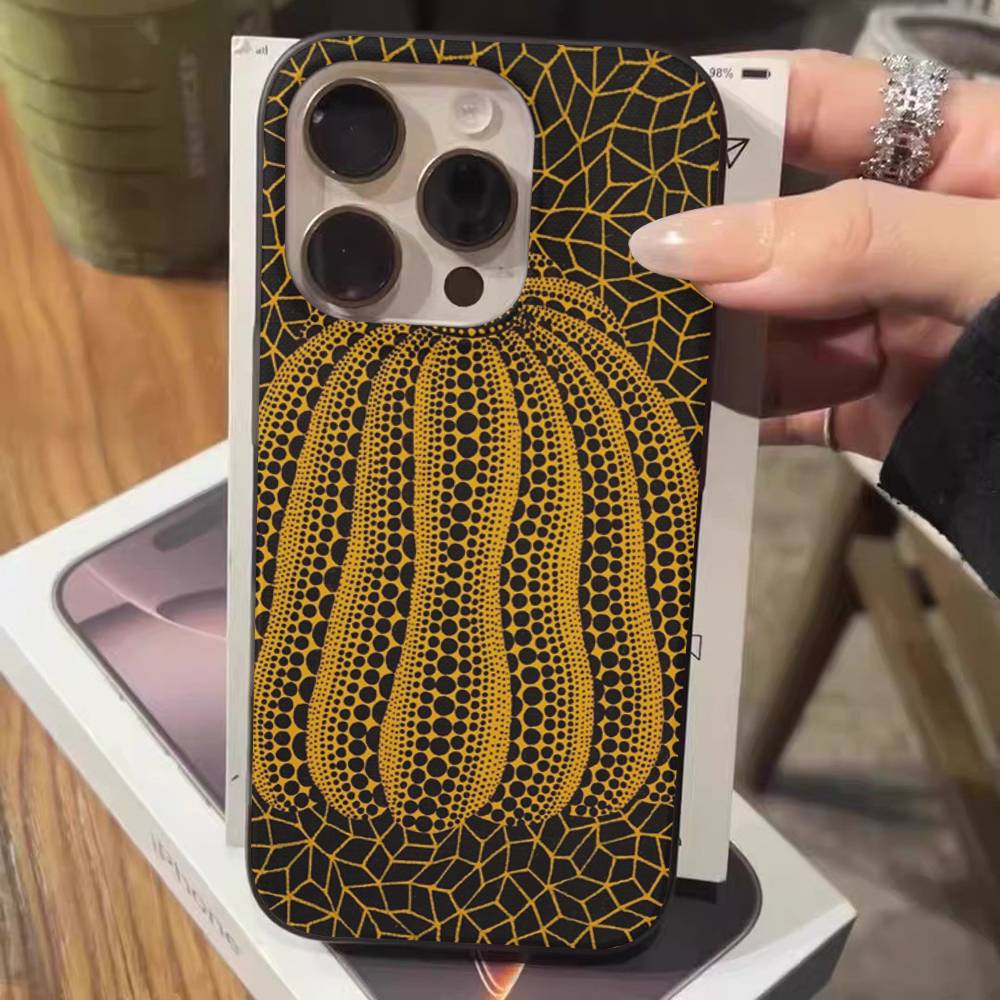 Pumpkin Yayoi Kusama Soft Corrugated Phone Case For IPhone 11 12 13 14 15 16 17 Pro Max Plus Pro Shockproof Cover