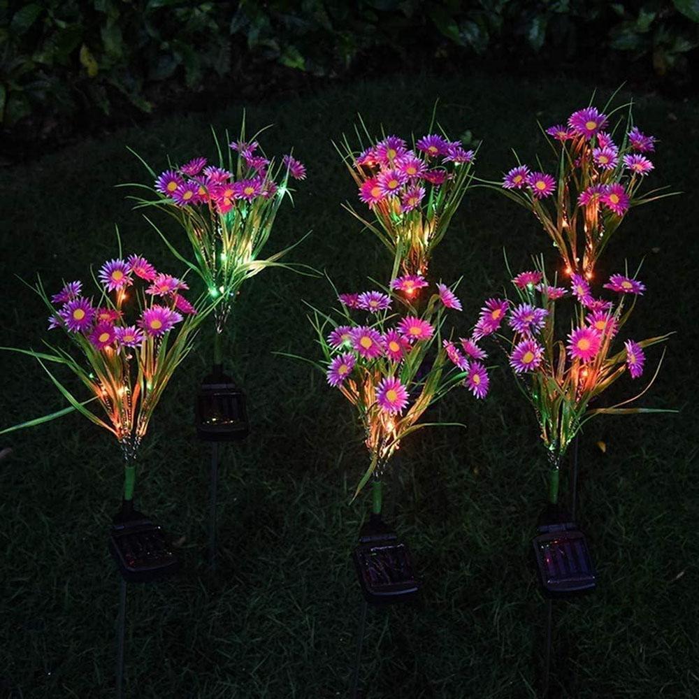 2PCS Solar Garden Lights LED Flower Stake Lamp Outdoor Yard Waterproof Patio Dec