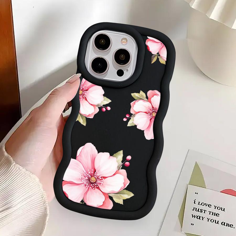 Pink Flower Soft Phone Cover Case for iPhone 17 Air 12 13 11 14 XR 15 Plus 16 Pro Max 8