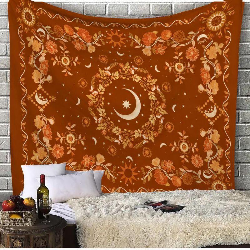 Dark Blue Mandala Butterfly Tapestry Wall Hanging Purple Moon Phases Neon Celestial Aesthetic Wall Art Bedroom Dorm Decor