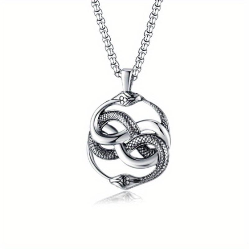 Snake necklace European and American retro style fashion personality double snake hollow winding necklace men s pendant necklace