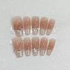 Wearable Handmade Magic Mirror French Flashing Diamond Blush Nail Art Removable Fake Nail Plate