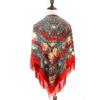 130*130cm Russian National Square Scarf Women Luxury Floral Print Fringed Ukrainian Shawl Babushka Handkerchief Head Wraps