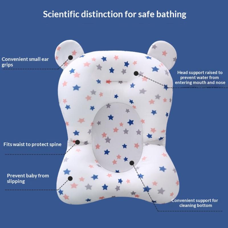 Baby Bath Seat Support Mat Infant Anti-Slip Soft Comfort Body Cushion Foldable Baby Bath Tub Pad Chair Newborn Bathtub Pillow
