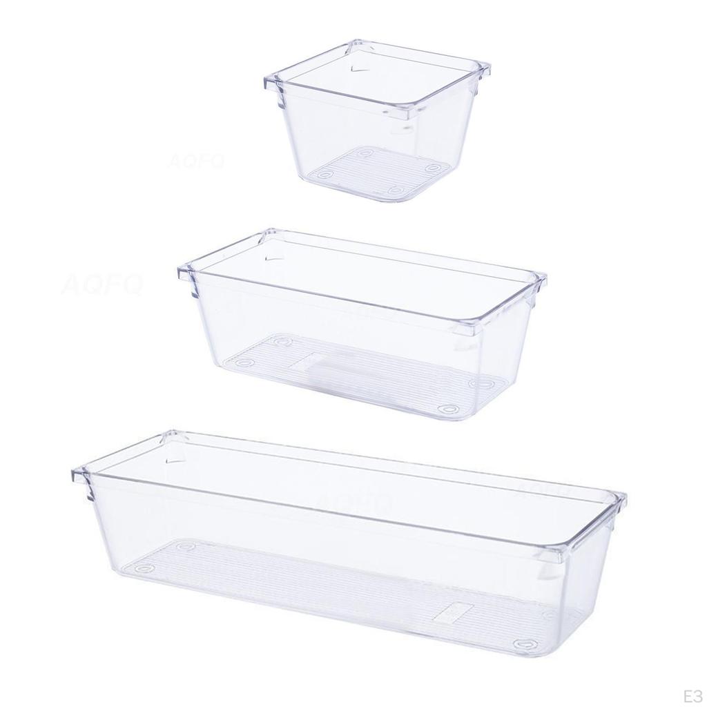 Clear Drawer Organizer Desk Storage Bin Stationery Holder Divider Box for