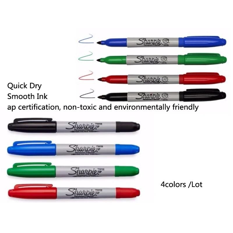 4colors/Lot Sharpie 32000 Fine Marker Pen Twin Tip Markers Quick Dry Ink Smooth Writing for Office,Laboratory,Industrial