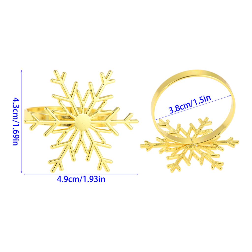 6Pcs/Set Alloy Gold Christmas Napkin Rings Napkin Holder Buckles for Xmas Wedding Thanksgiving Holiday Dinner Party Table Decor