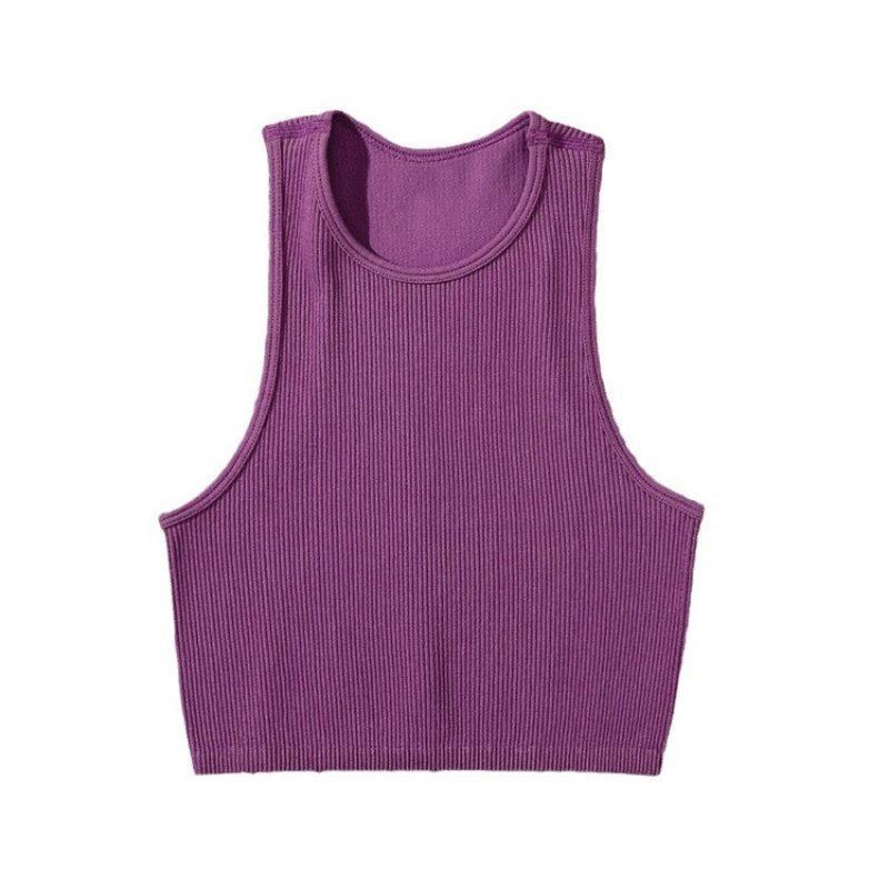 

Полосатый однотонный спортивный жилет, женская верхняя одежда, новая одежда для йоги без рукавов, топы, летняя быстросохнущая одежда для фитнеса XL фиолетовый