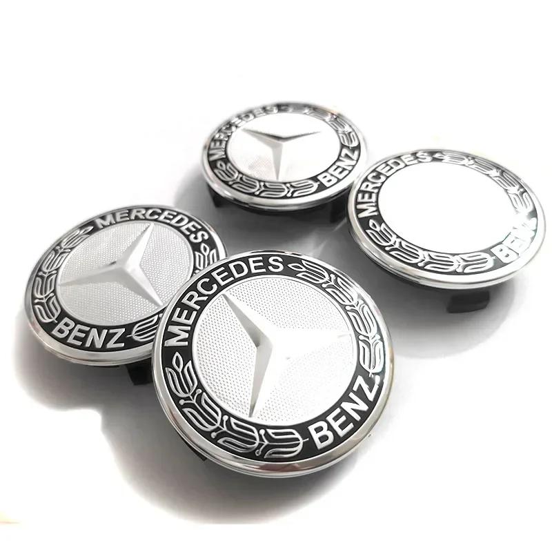 Car Sticker 4pcs Wheel Center Cap 75mm 3 pin AMG Apple Tree New Black Dark Light Blue Wheat Styling Badge For Mercedes Benz Hub