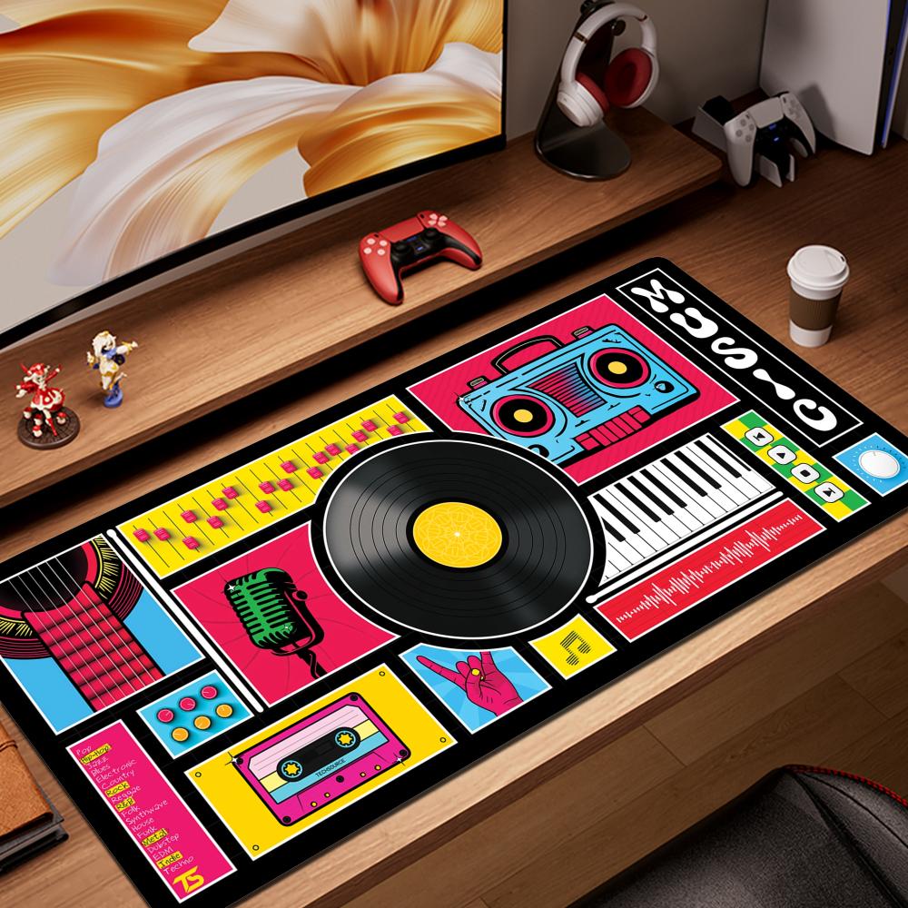 HYBXAXC Audio Cassette Large Mouse Mat Art Mousepad Big Rubber Base Mouse Pad Music Deskpad Extended Mat 400x900 Office Tablepad