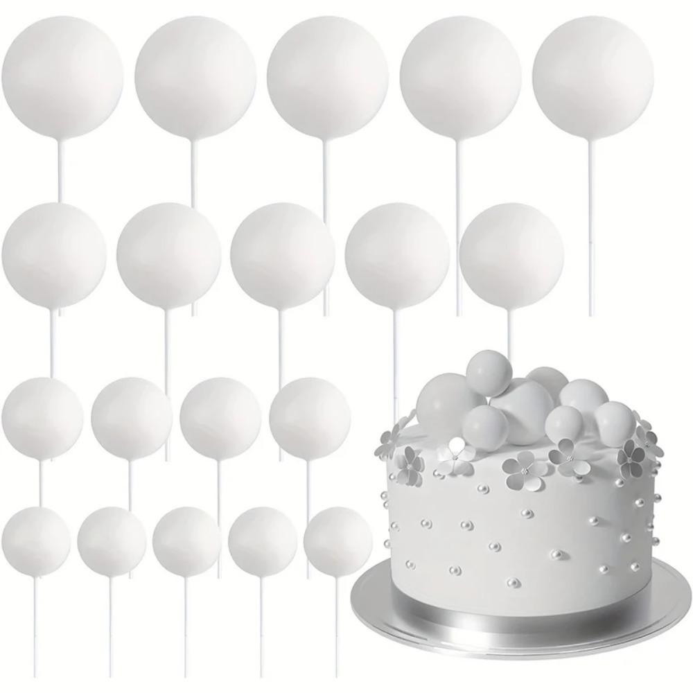 20/30Pcs Cake Balls Decoration Gilded Black Happy Birthday Foam Ball Cake Stickers Party Mother's Day Decor DIY Wedding Decor
