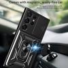 Sergeant Level Camera Sliding Window Phone Case For Samsung S25 S24 S23 S22 Ultra Plus Ring Bracket Shockproof Protective Cover