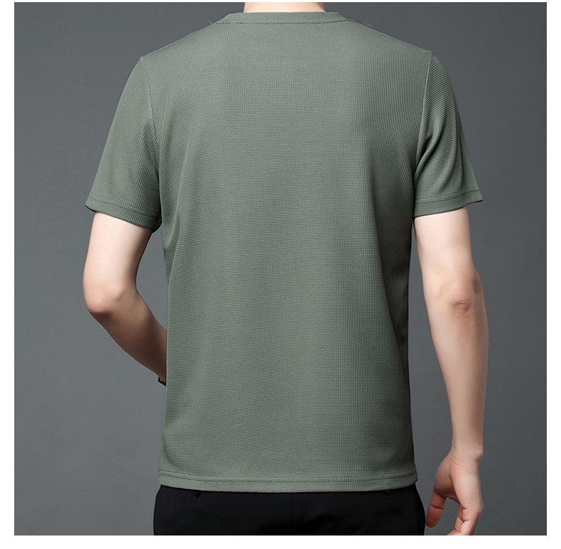 Men's Summer Waffle Crew Neck T-Shirt - Loose, Trendy, Hong Kong Style