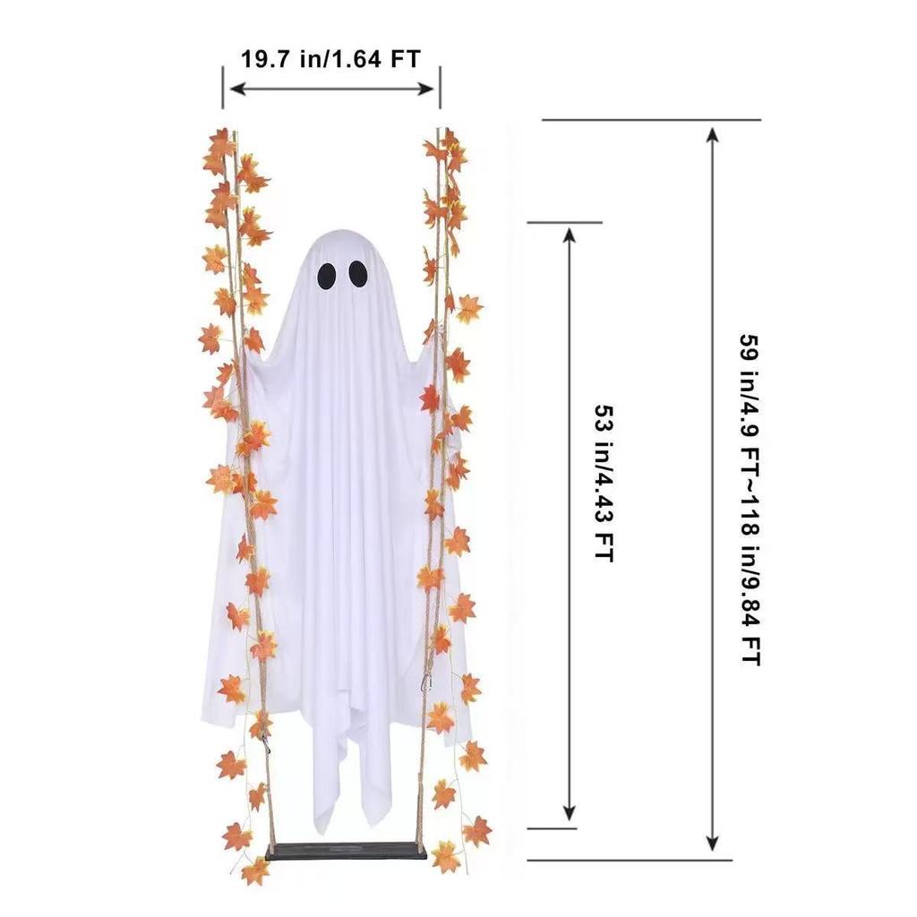 Halloween Geist Hängende Schaukel Dekoration Mit Fernbedienung LED-Lichtern Für Außenbereich Garten Und Hof