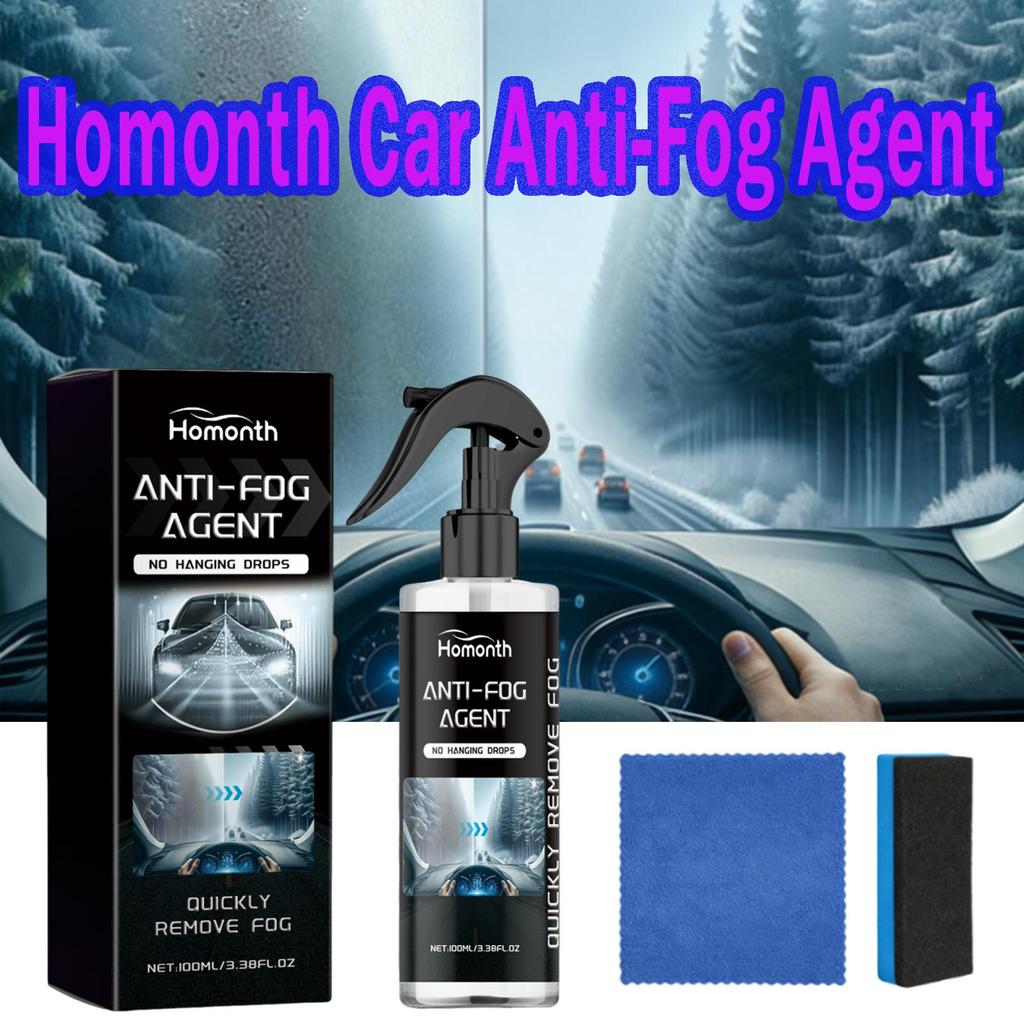 Homonth Car Anti-Fog Agent, Vehicle Glass Cleaner, Rainproof and Anti-Fog Cleaning and Water-Repellent Multi-Purpose Spray 1 Set