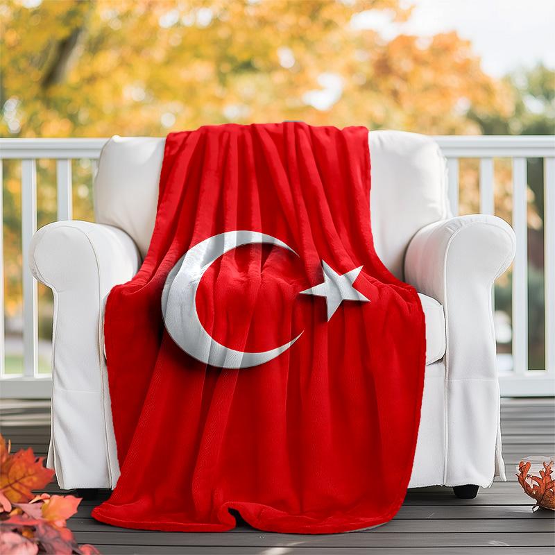 1pc TURKIYE Theme Blanket - Digital Print, Polyester, Cozy for All Seasons, Perfect for Outdoor, and Travel