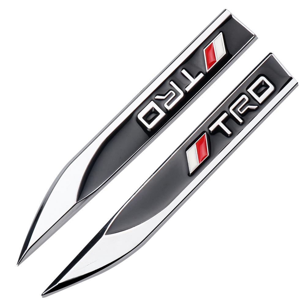 2Pcs Car 3D Metal Sticker Fender Side Body Decor Badge Decal For Toyota TRD Corolla Camry Rav4 Corolla Yaris Cross Auris