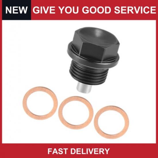 Universal M18x1.5 Car Magnetic Oil Drain Plug Bolt with 3 Gasket Black Pack of 1