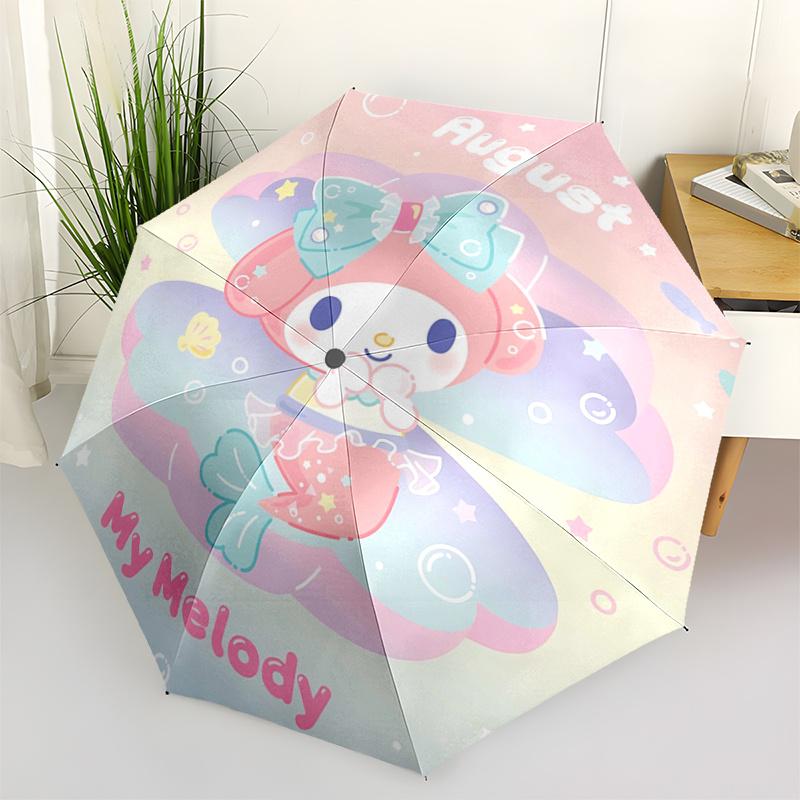 

1pc My Melody Mermaid Cloud Automatic Opening/Closing Umbrella with Foldable Design, 8-Rib Iron Frame Outdoor Umbrella for Festive Gifts, Suitable for