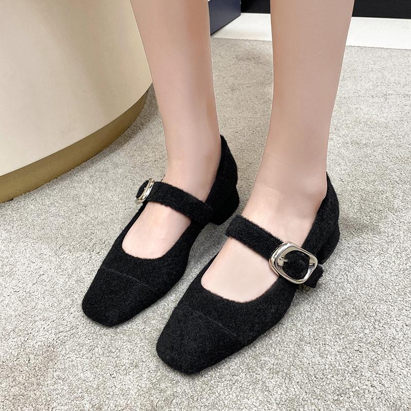 

Женские туфли на высоком каблуке с квадратным носком из замши, туфли Мэри Джейн, новые зимние женские брендовые модные элегантные туфли-лодочки, Zapatillas 35 чёрный