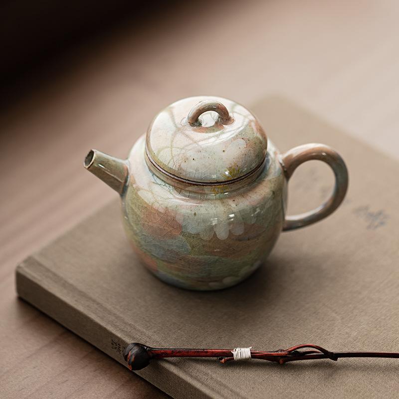 1Pc Oil Painting Wind Ice Flake Glaze Hand-painted Daisy Ceramic Teapot Siting Pot Filter Teapot Pot  KungFu TeaSet Gifts