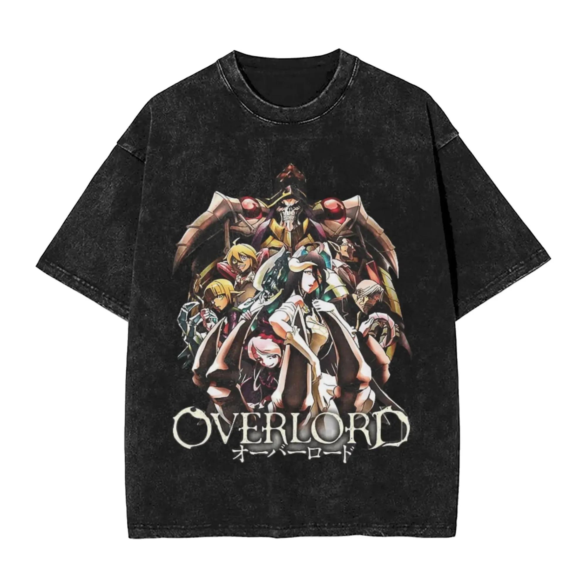 Overlord Ainz Ooal Gown & Floor Guardians Anime Graphic Unisex Heavy Cotton Vintage Black Streetwear T-Shirt L