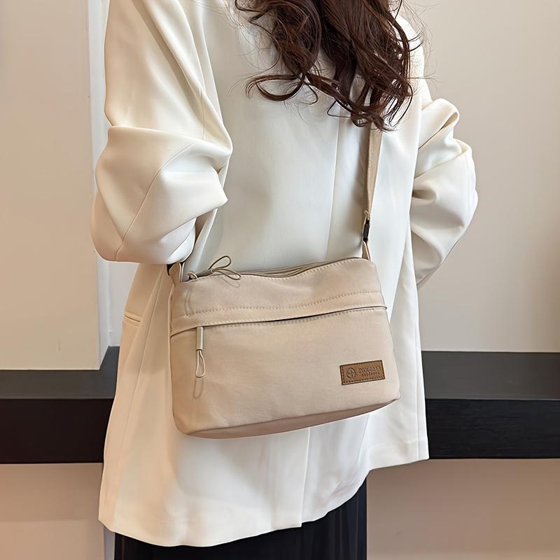 Nylon Square Messenger Bag - Lightweight, Fashionable, Multi-Layer Large Capacity with Adjustable Strap, Anti-Theft Travel Shoulder Bag in