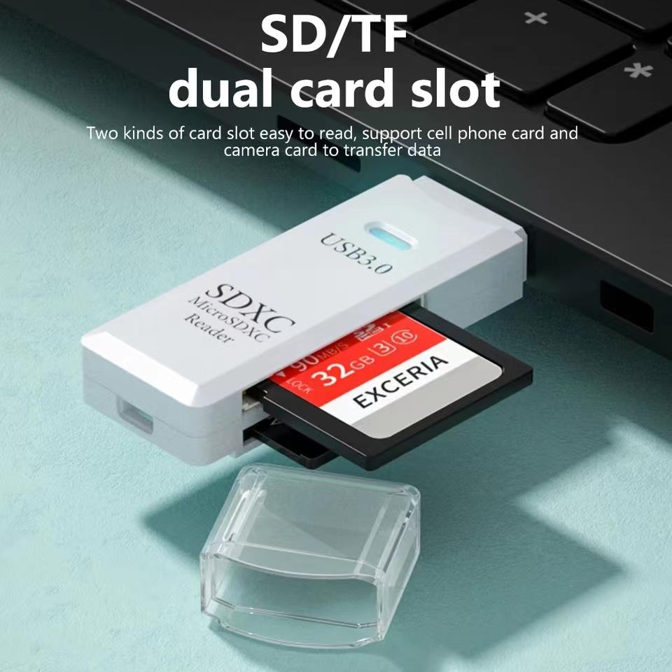 Lettore Di Schede USB 3.0 2 Slot, Adatto A SD, Micro SD, SDHC, SDXC, Plug And Play, 5Gbps, Retrocompatibile USB 2.0
