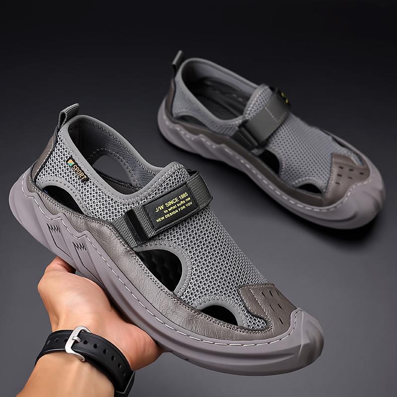 Sandali da uomo con fondo morbido estivo traspirante di grandi dimensioni abbigliamento esterno scarpe da spiaggia scarpe da uomo casual scarpe con buco da uomo cavo