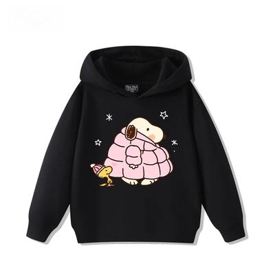 Niedliches langärmeliges Kapuzensweatshirt mit Snoopy-Aufdruck für 2025, ein modisches Oberteil für Herbst- und Winterkinderbekleidung