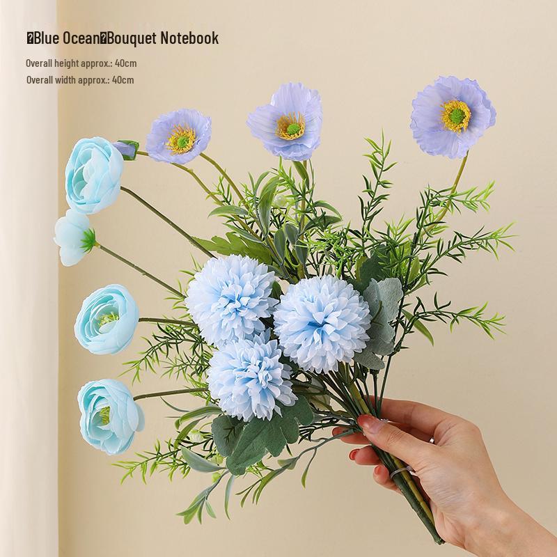 Elegant High-End Artificial Flowers with Ceramic Vase Decor – Luxurious Living Room Arrangement