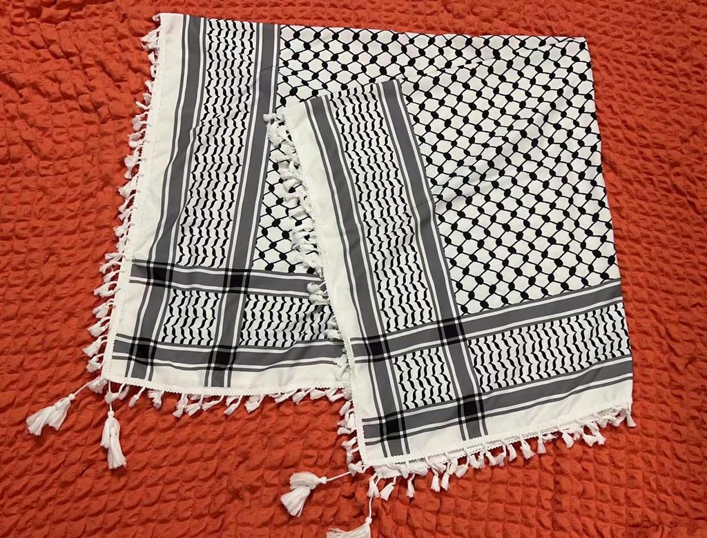 New Four-Sided Tassel Arabic Headscarf - Square Tactical Scarf for Outdoor Muslim Wear
