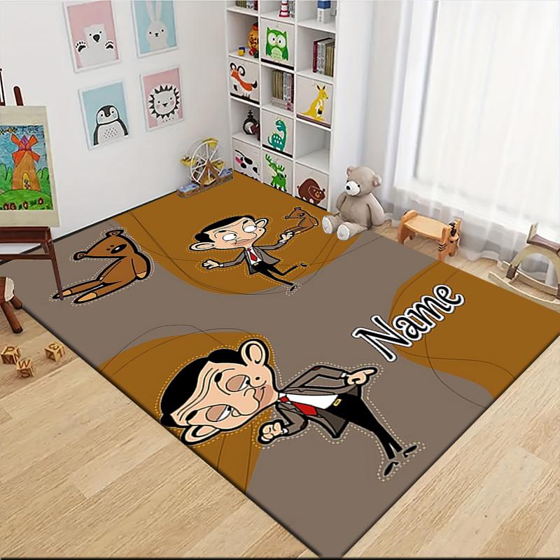 Custom Name Mr. Bean's Adventure Carpet Rug Customizable Soft Washable Anti-Slip Home Living Room Sofa Mats Personalized Rug. 0909292
