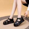 Real soft leather bag head Roman sandals women's 2025 summer new muffin bottom pig cage shoes thick sole light niche women cool