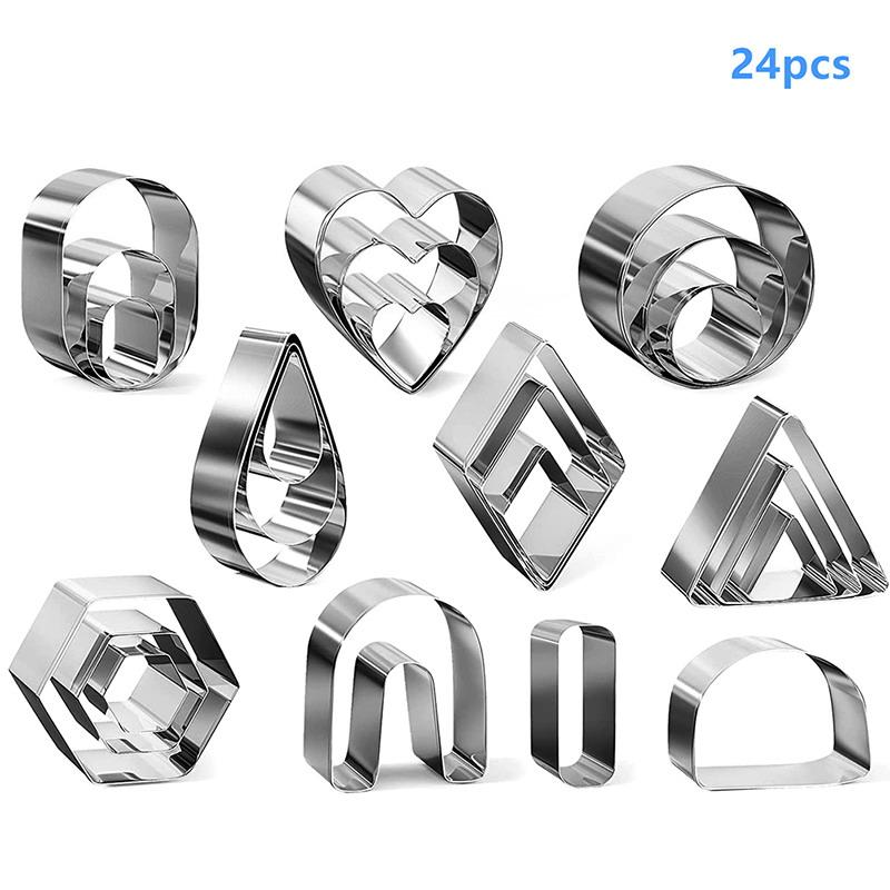 18/21/24Pcs Polymer Clay Earrings Cutters Geometry Die Baking Mould Handmade DIY Jewelry Making Cake Cookie Cutter Plastic