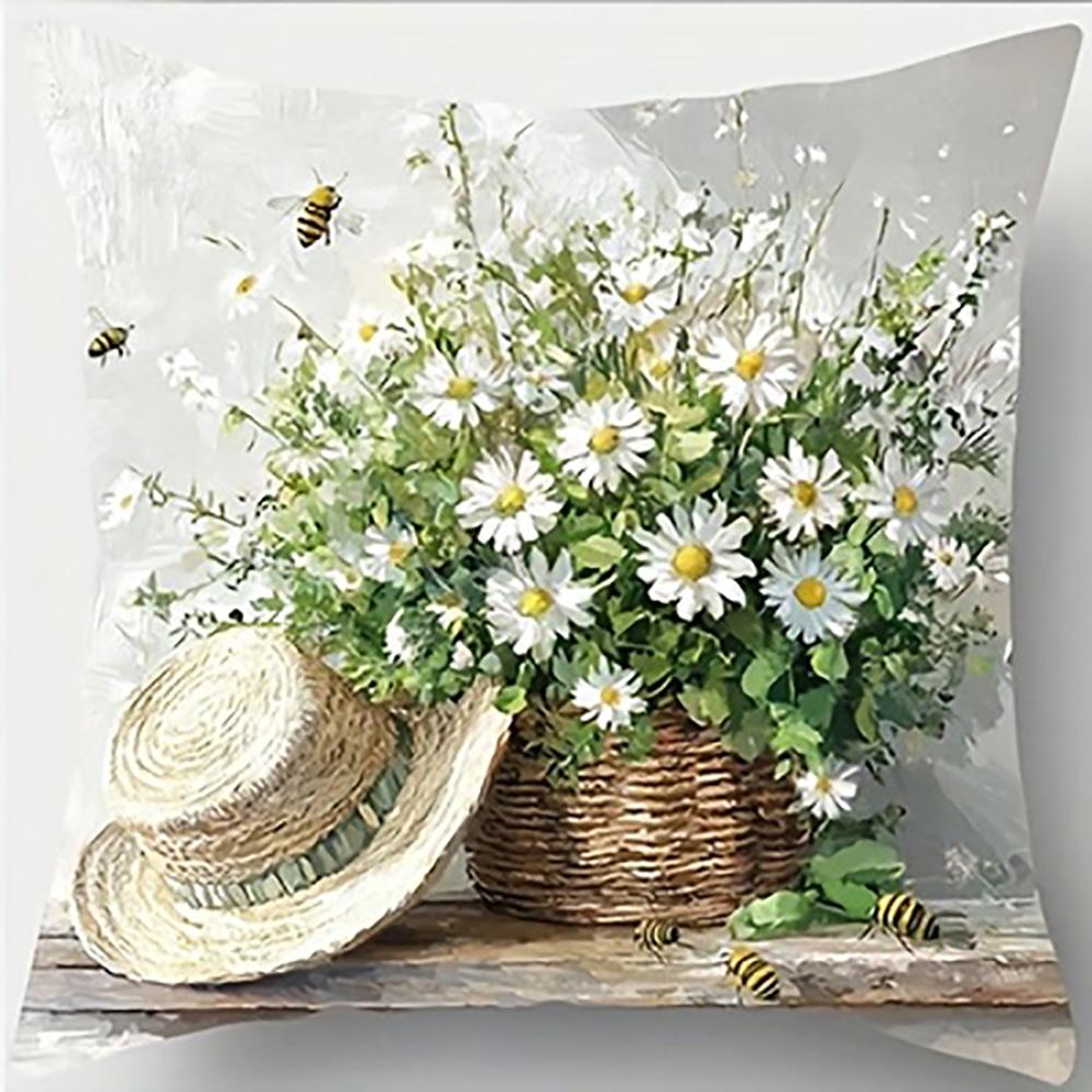 

1/4pcs Floral Printed Pillowcases with Charming Scenes Sofa cushion cover home bedroom room decoration 45x45cm-1pcs