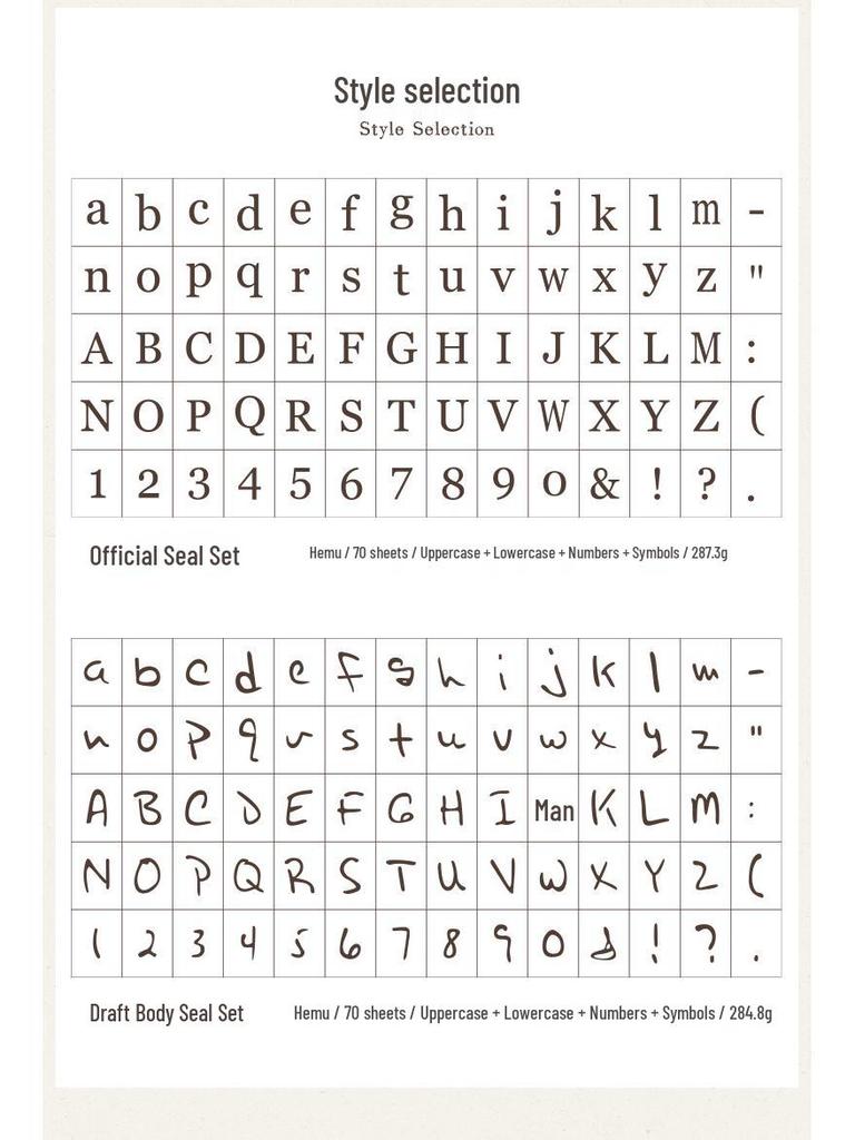 70-Piece Retro Wooden Stamp Set: Uppercase, Lowercase, Numbers, Cursive & Standard