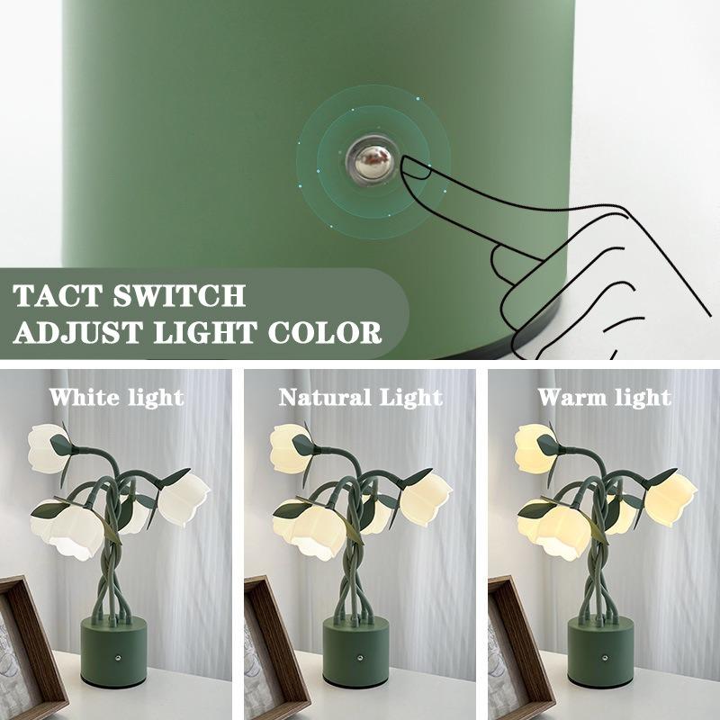 Touch Sensing Lily Valley Lamp Bedroom Desk Lamps Decorative Night Lamps Atmosphere Styling Bedside Lights Home Decorations