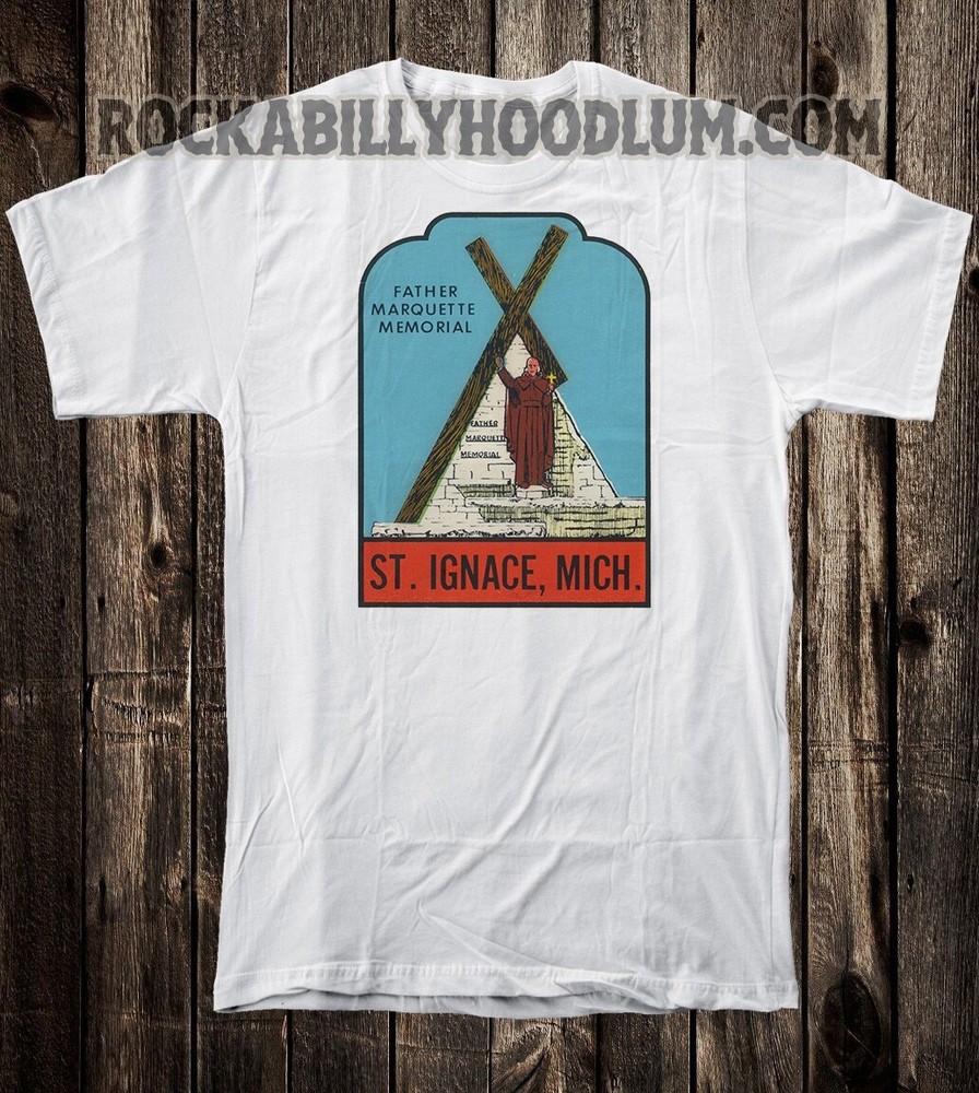 Retro Travel Tee T Shirt 100% Cotton Tourist St Ignace Michigan Unisex T-Shirt S