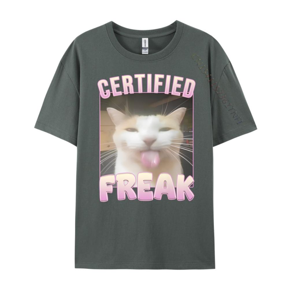 Certified Freak Cat Meme Mens Clothing Free Shipping Clothes Tee Shirt