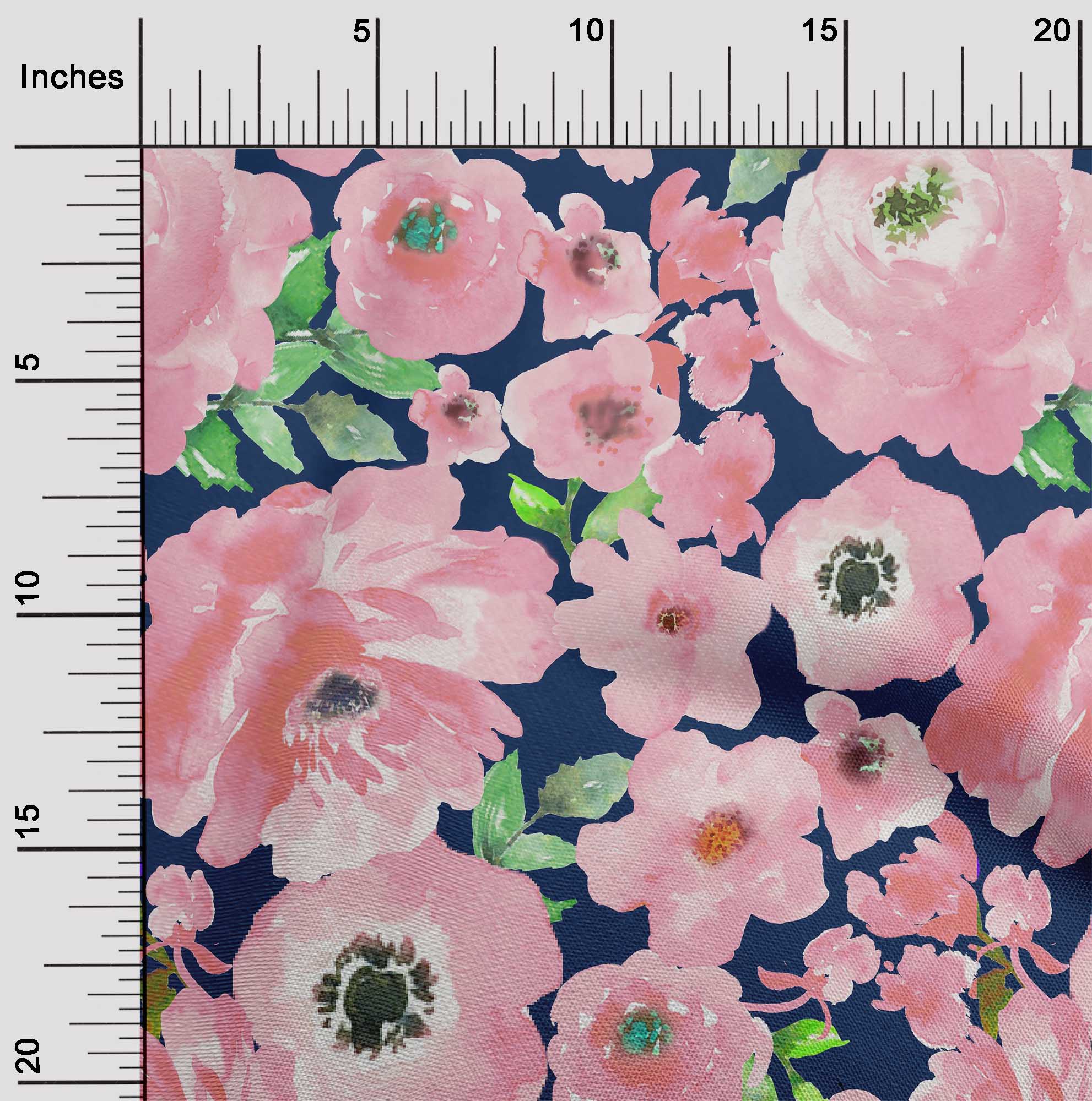 

OneOone Cotton Flex Fabric Watercolor Leaves & Peony Floral Fabric Prints By Yard 40 дюймів 42 Inch - Viscose Chiffon темно-синього кольору